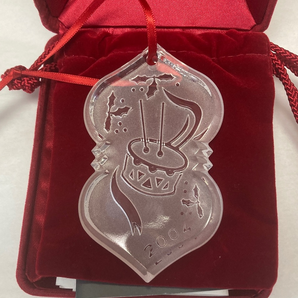 Waterford Crystal Holiday Ornament with Red Accents
